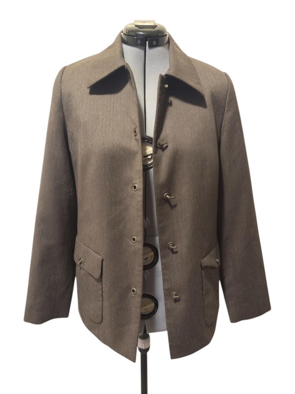 Talbots Brown Women's Wool-Blend Button Front Blazer